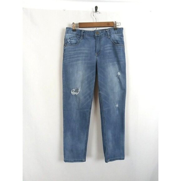 Democracy Jeans Women's Size 8 Blue Flexellent Boyfriend Distressed Mid Rise - Picture 1 of 15